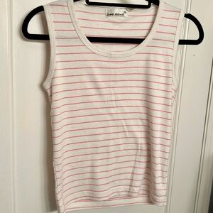 Vintage Jason Maxwell Pink Striped Tank Top Cotton Poly Blend Ribbed Scoop Neck